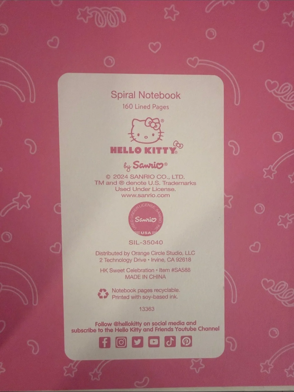 Sanrio Hello Kitty Festival Notes Spiral Notebook